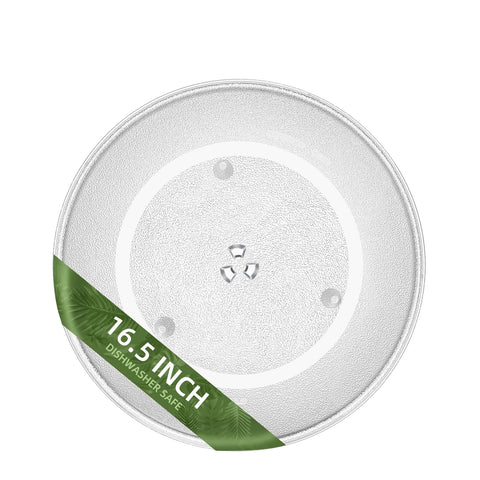 Gemroom 16-5 inch turntable closeup, durable borosilicate glass for long-lasting heat resistance.