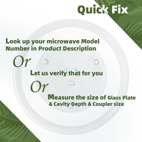 Gemroom replacement plate in borosilicate glass for renewed microwave performance.