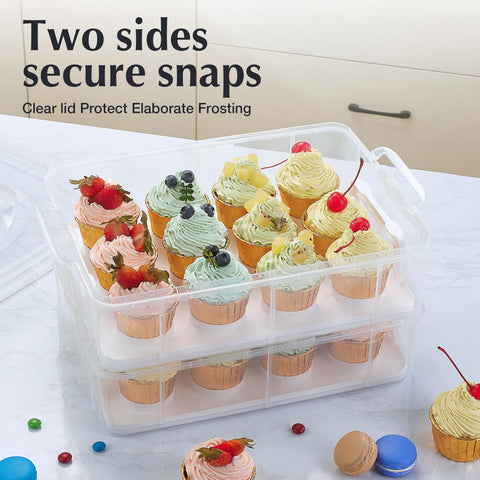 Open-lid view shows space for transporting batches of cupcakes.