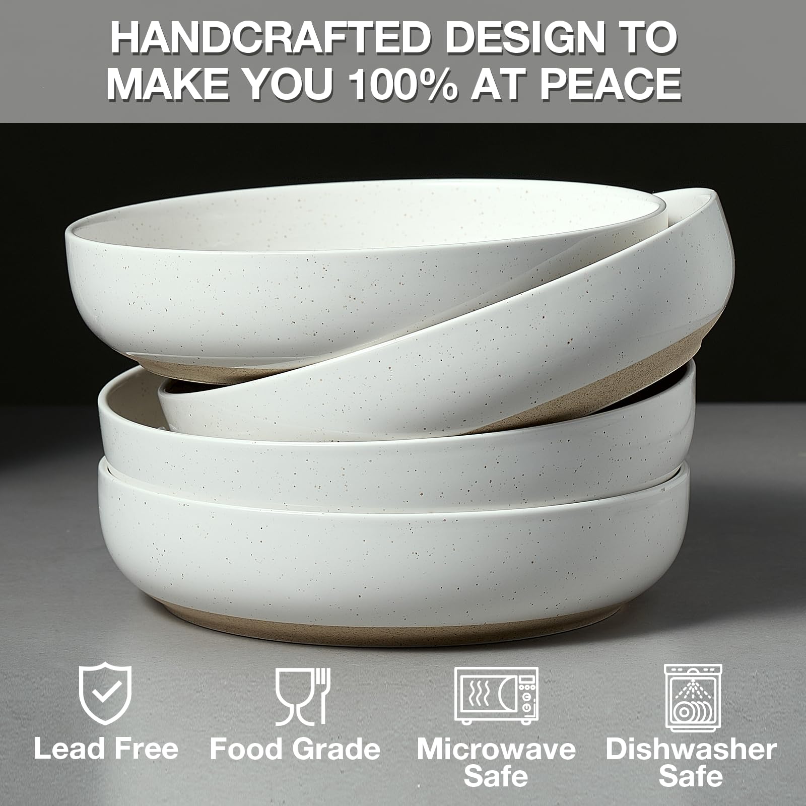Gencywe pasta bowls wide opening ideal for sauces and toppings