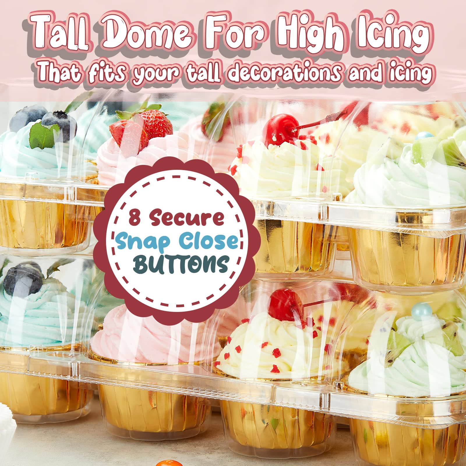 Gencywe stackable cupcake-carrier display; easy to transport and space-saving on counters.
