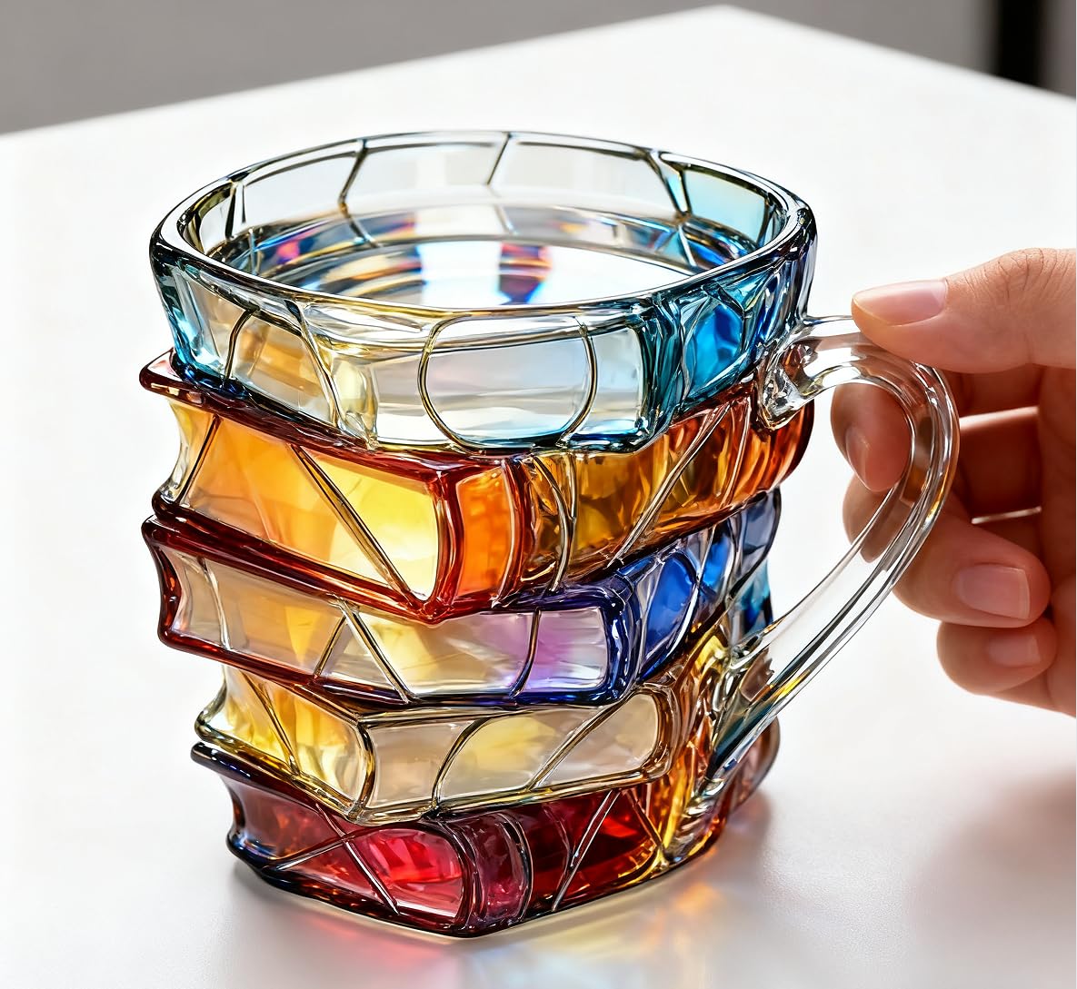 Generic 2025 3D Book Mug with stained glass panels for vibrant, lasting visual appeal.