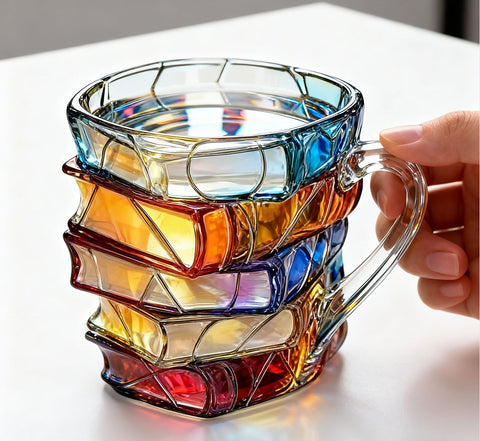 Generic 2025 3D Book Mug with stained glass panels for vibrant, lasting visual appeal.