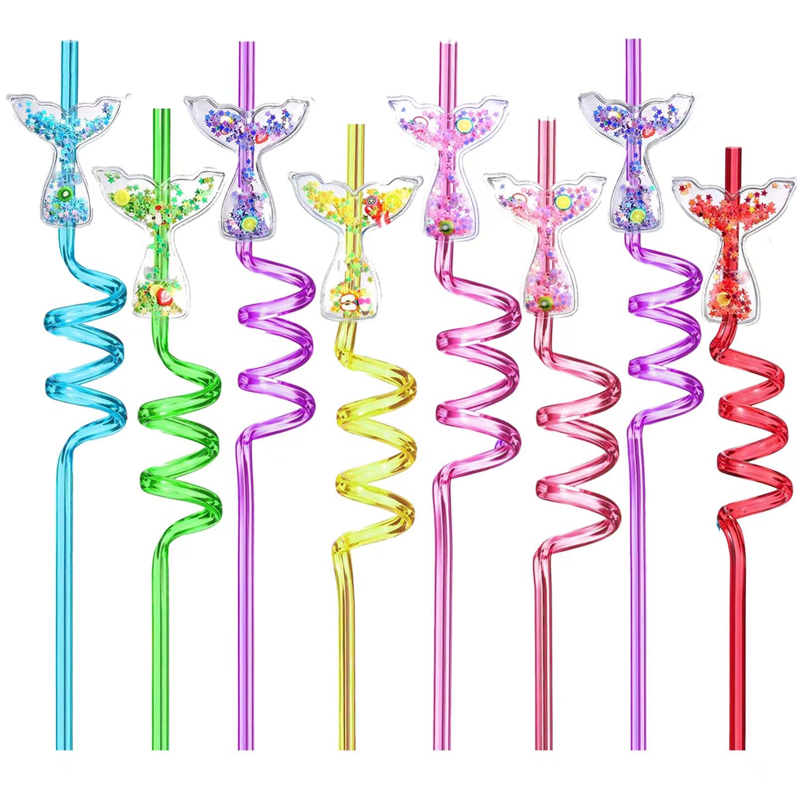 Generic 24 Glitter Mermaid Straws pattern 1 enhances party décor and kid-friendly sipping.