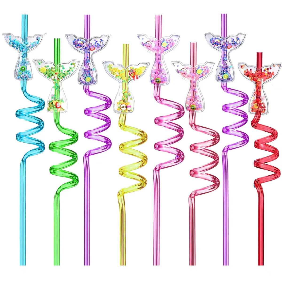 Generic 24 Glitter Mermaid Straws pattern 1 enhances party décor and kid-friendly sipping.