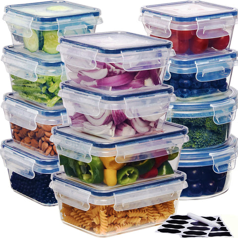 Generic 24-pack food storage containers with stackable design for tidy pantry storage