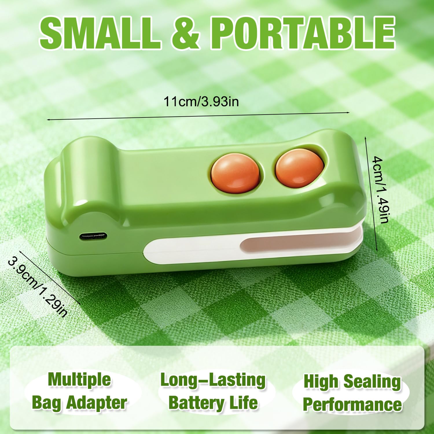 Generic 2in1 mini bag sealer compact palm-sized device fits tiny spaces