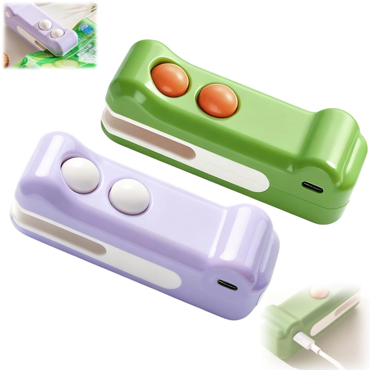 Generic 2-in-1 mini bag sealer green seals bags and cuts neatly for snacks