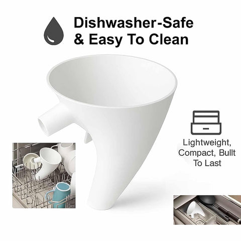 Generic flour funnel made of dishwasher-safe materials for quick cleanup