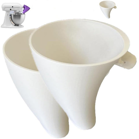 Generic 2pc flour funnel for KitchenAid KSM150 pours smoothly to prevent spills