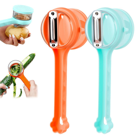 Generic 2pc fruit peeler with box storage, orange-blue, ideal for quick prep.