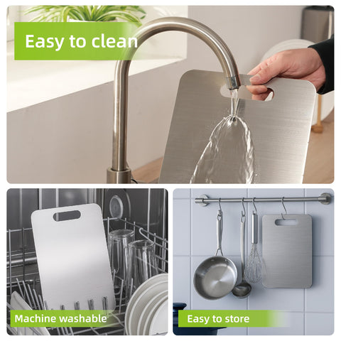 Generic 3-piece stainless steel cutting board set medium 13x9 for versatile kitchen prep