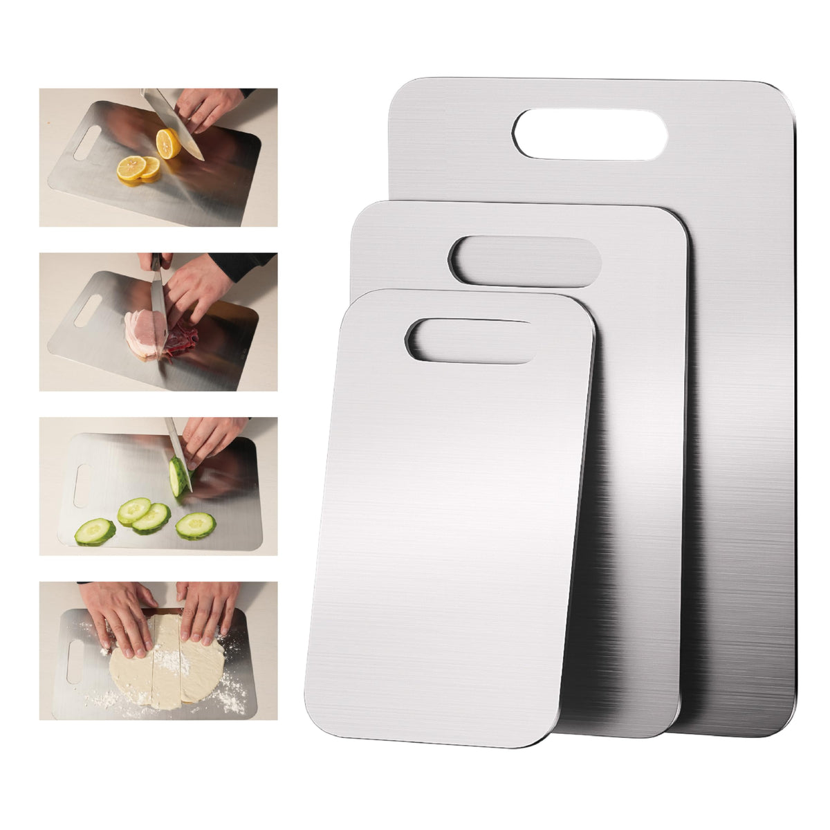Generic 3-piece stainless steel cutting board set large 15x11 for raw meats and produce