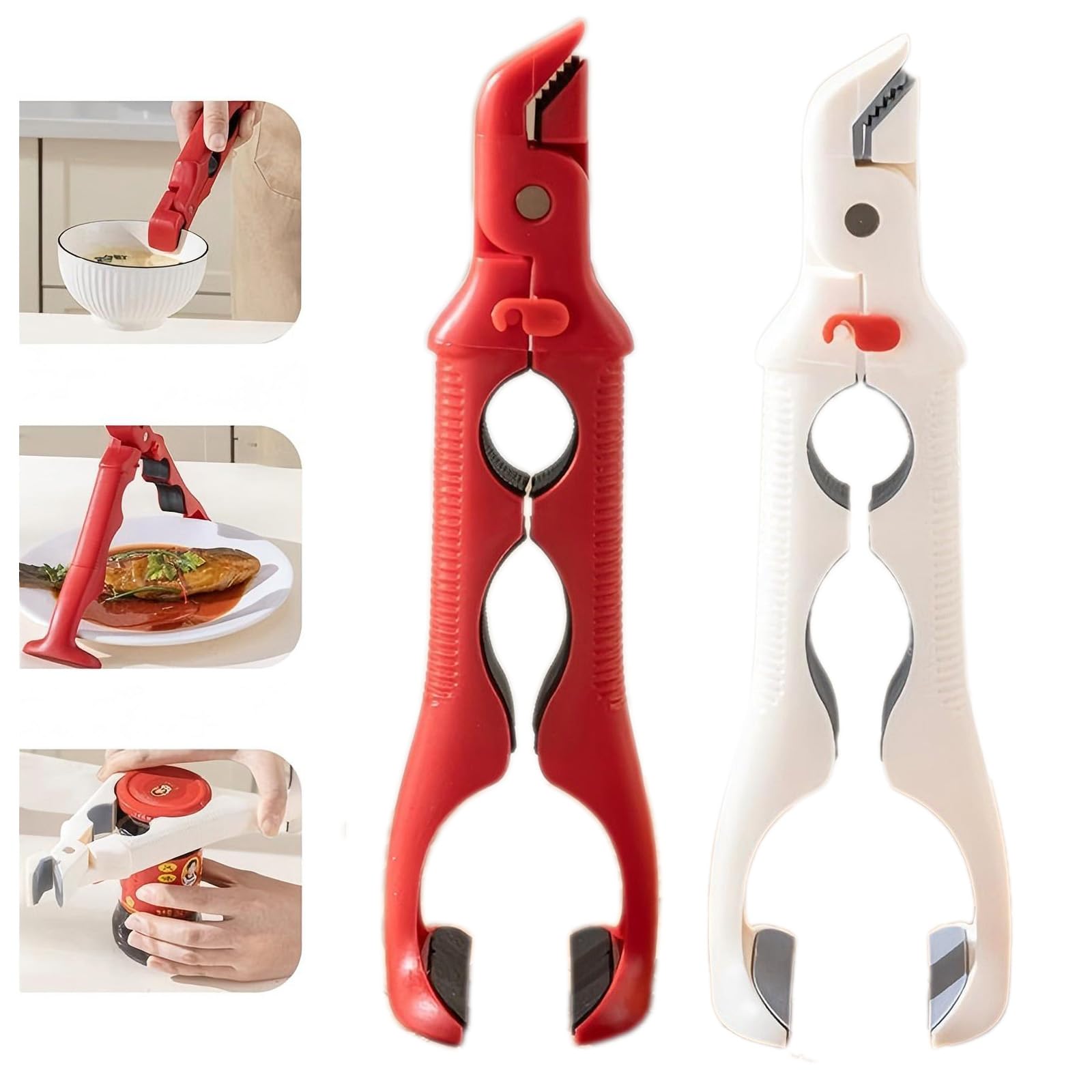 Generic 3-in-1 hot plate gripper secures hot bowls with a stable grip.