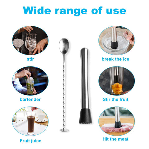 Generic arc-design muddler with extended handle for effortless muddling of herbs.