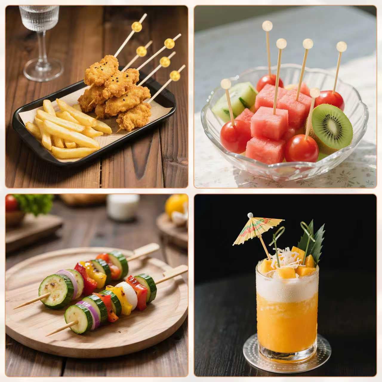 Generic bamboo gold ball picks add luxe touch to charcuterie boards