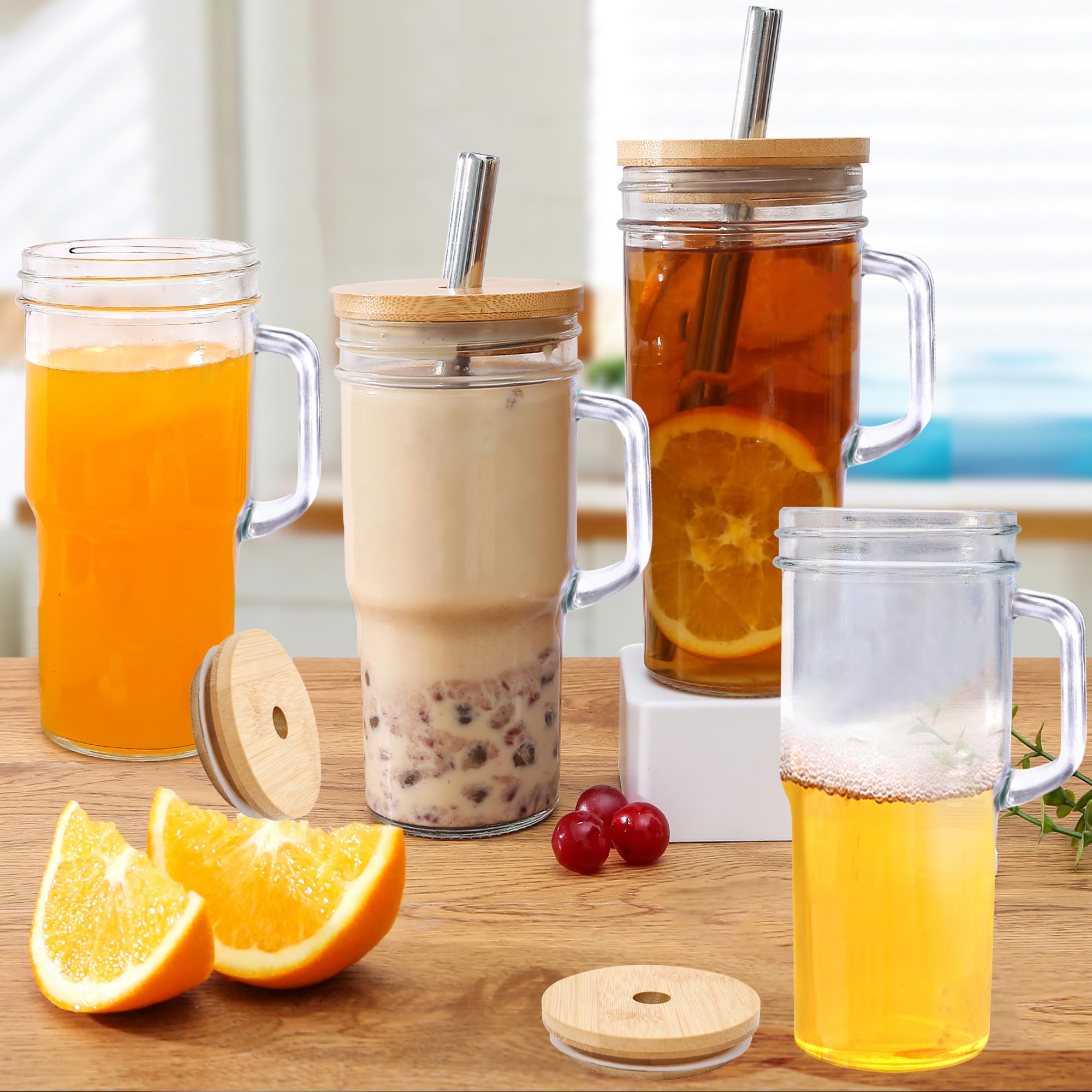 Generic bamboo lids for glass cups provide natural seals and easy freshness.