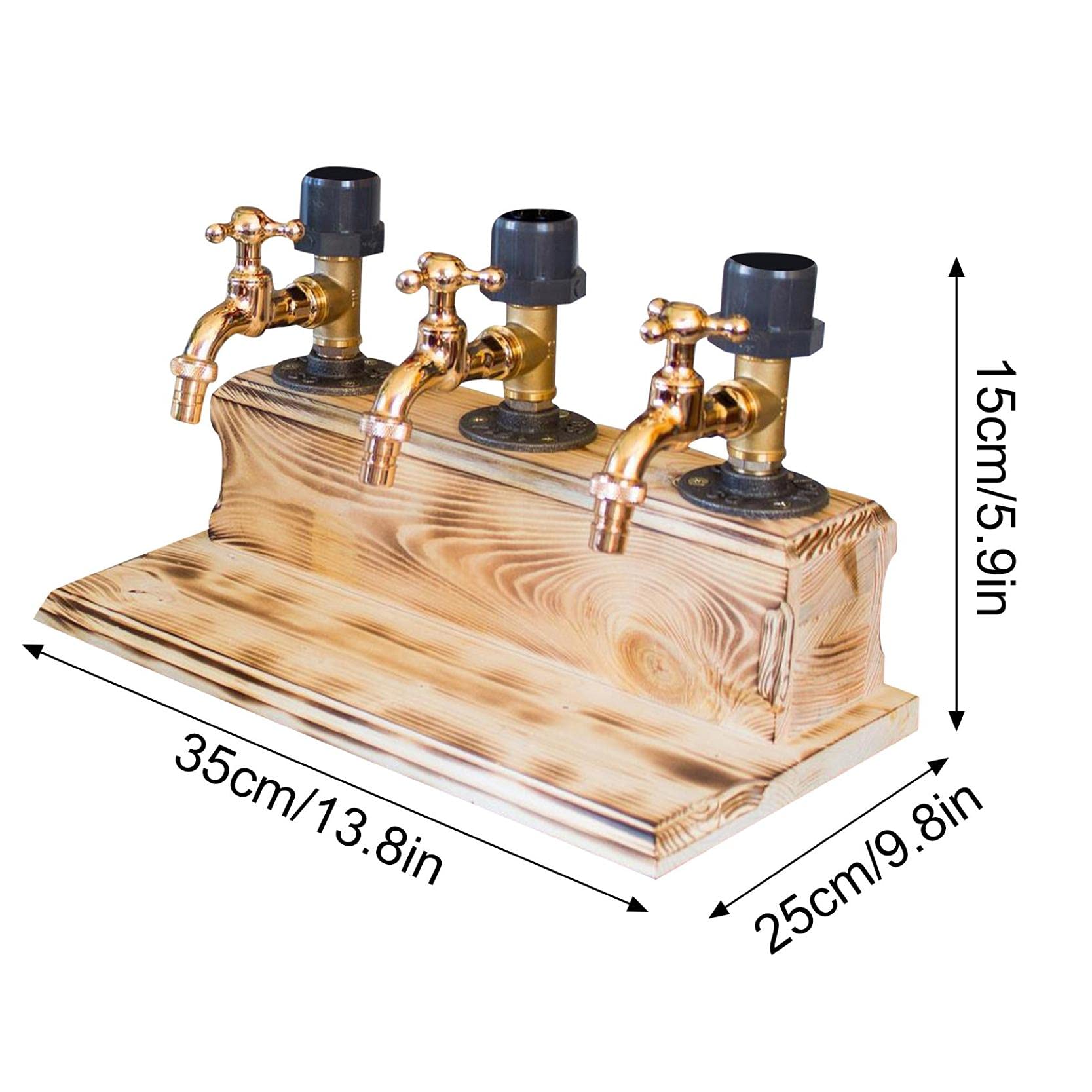 Generic bar display with dispenser fits most bottles and elevates decor.