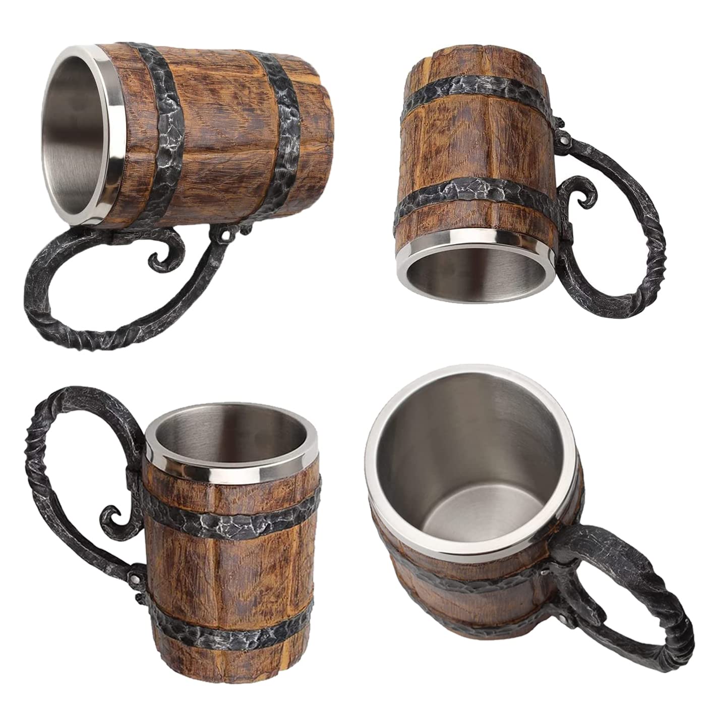Generic barrel-design cup simulates wood, adding vintage charm to gatherings.