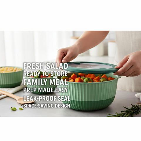 Generic BPA-free plastic bowls provide durable, everyday use for cooking.
