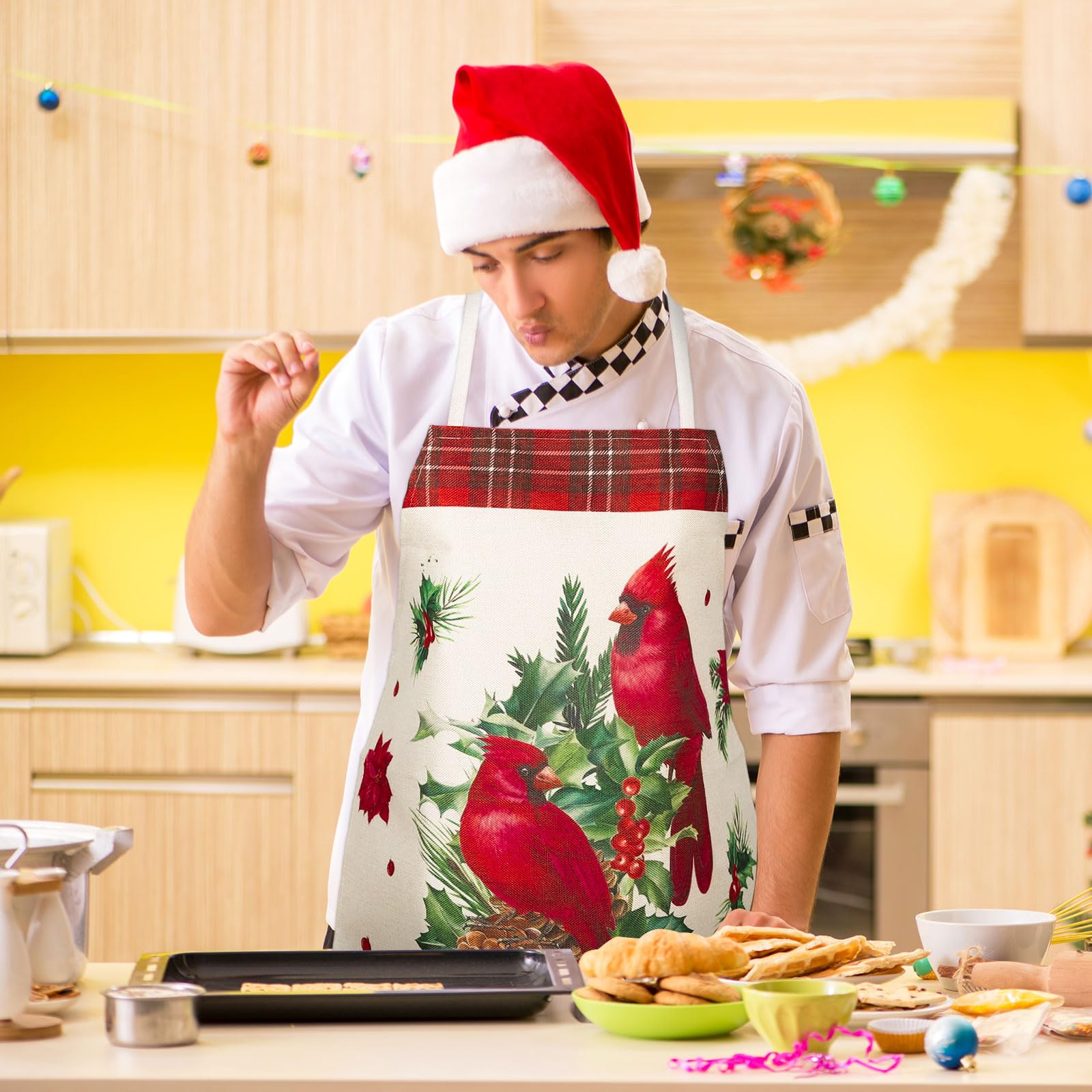 Generic Cardinal Apron gift-ready for hosts during Christmas celebrations.
