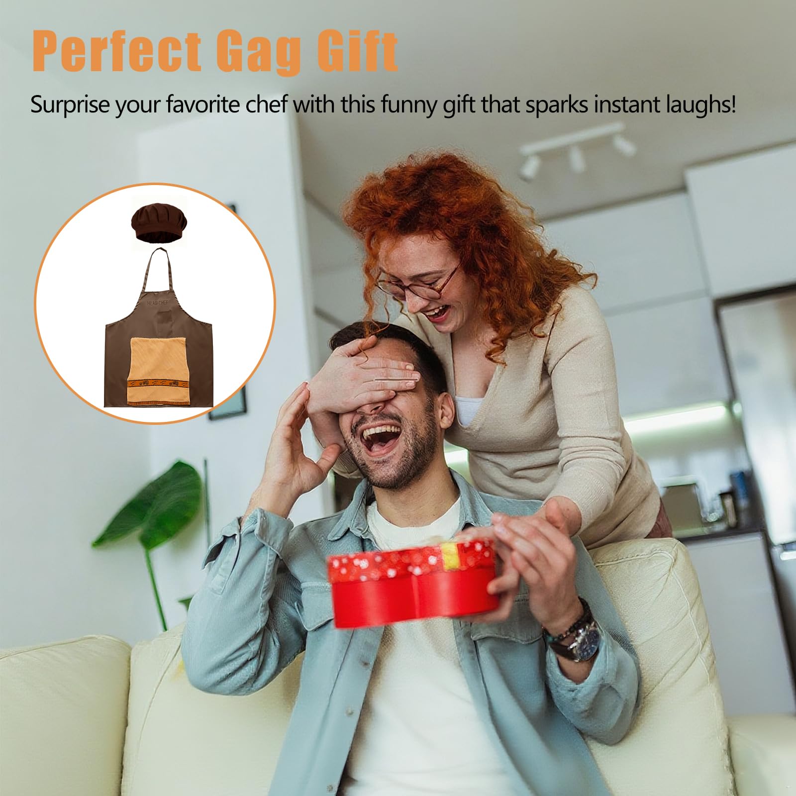 Great for bachelor parties and birthdays with the prank apron and cap.