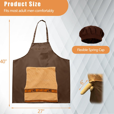 40 by 27 inch brown apron fabric for comfortable, durable kitchen wear.