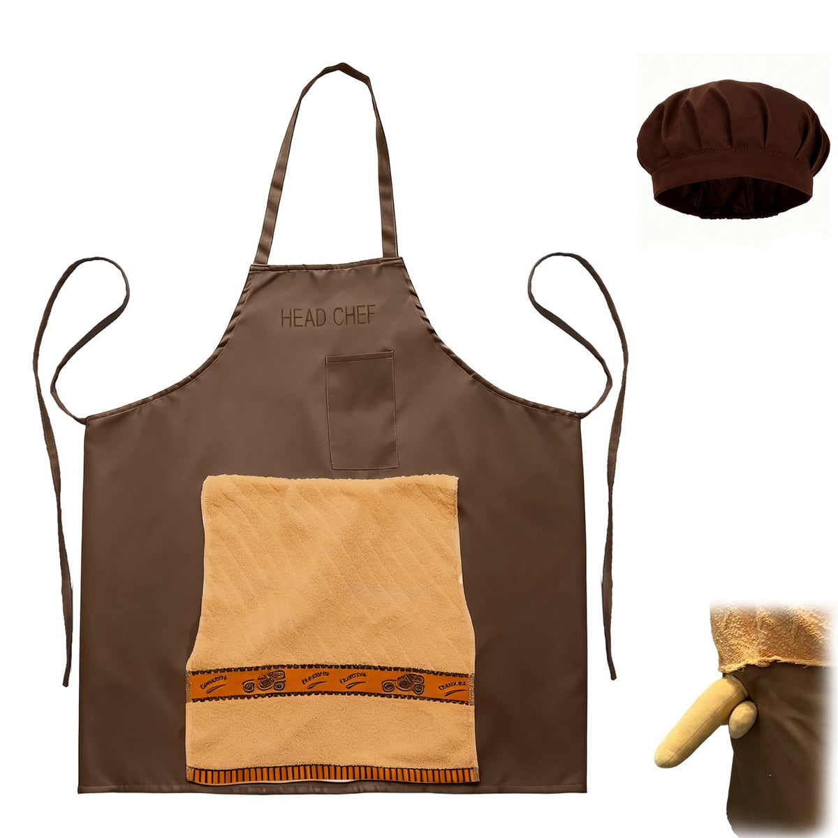 Generic Chef's Prank Apron with hidden pocket for playful reveals during cooking.