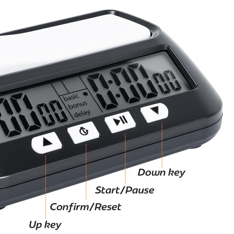 Generic Multifunctional Chess Clock side controls enable quick timing adjustments.