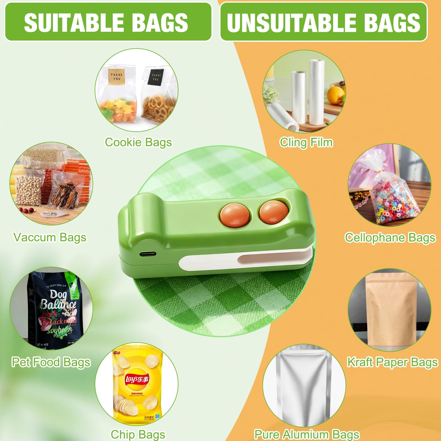 Generic chip bag crimper seals snack bags to preserve freshness.