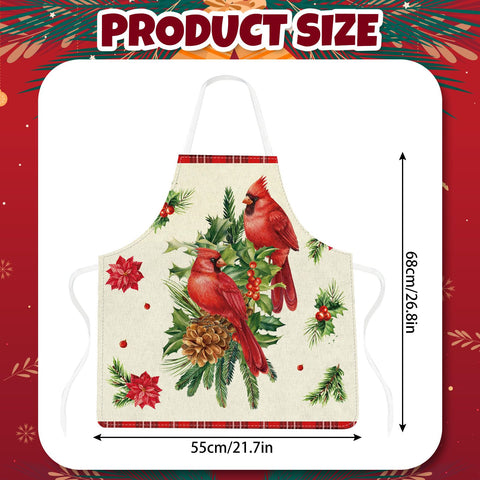 Generic Christmas Cardinal Apron back view showing adjustable strap for comfortable fit.