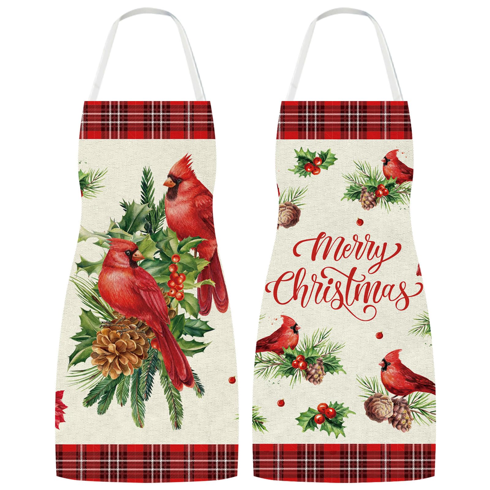 Generic Christmas Cardinal Apron front view with festive design to brighten cooking sessions.