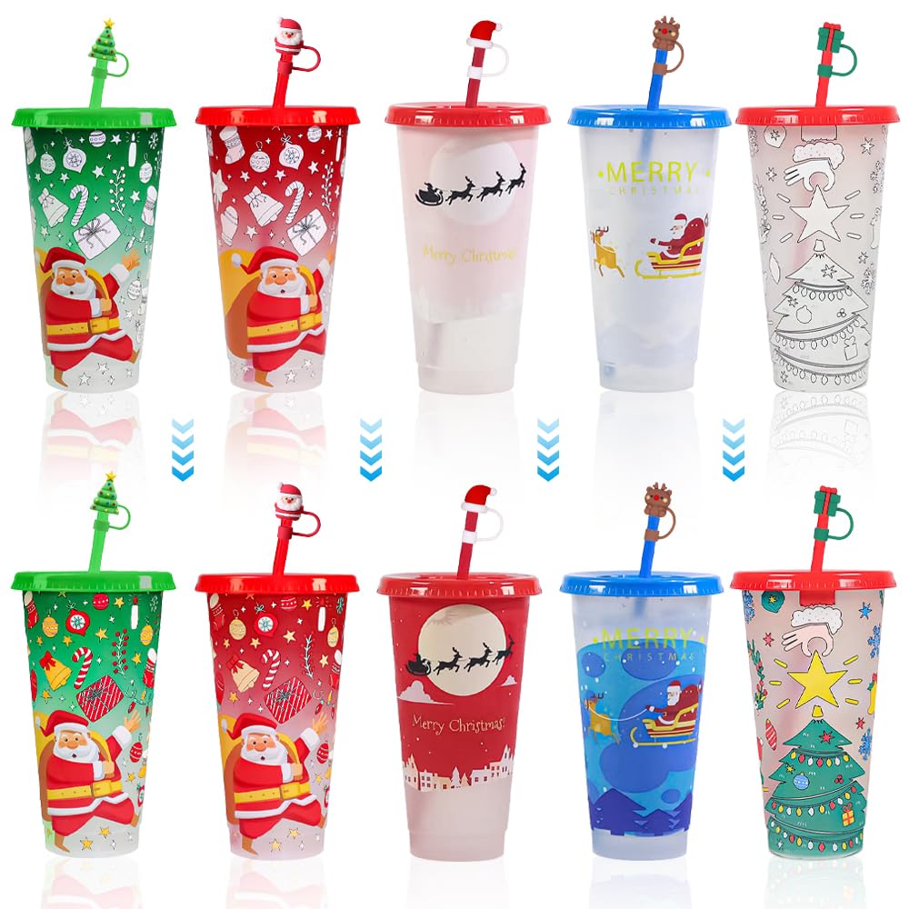Generic Christmas-styled straw caps add secure, mess-free straw access