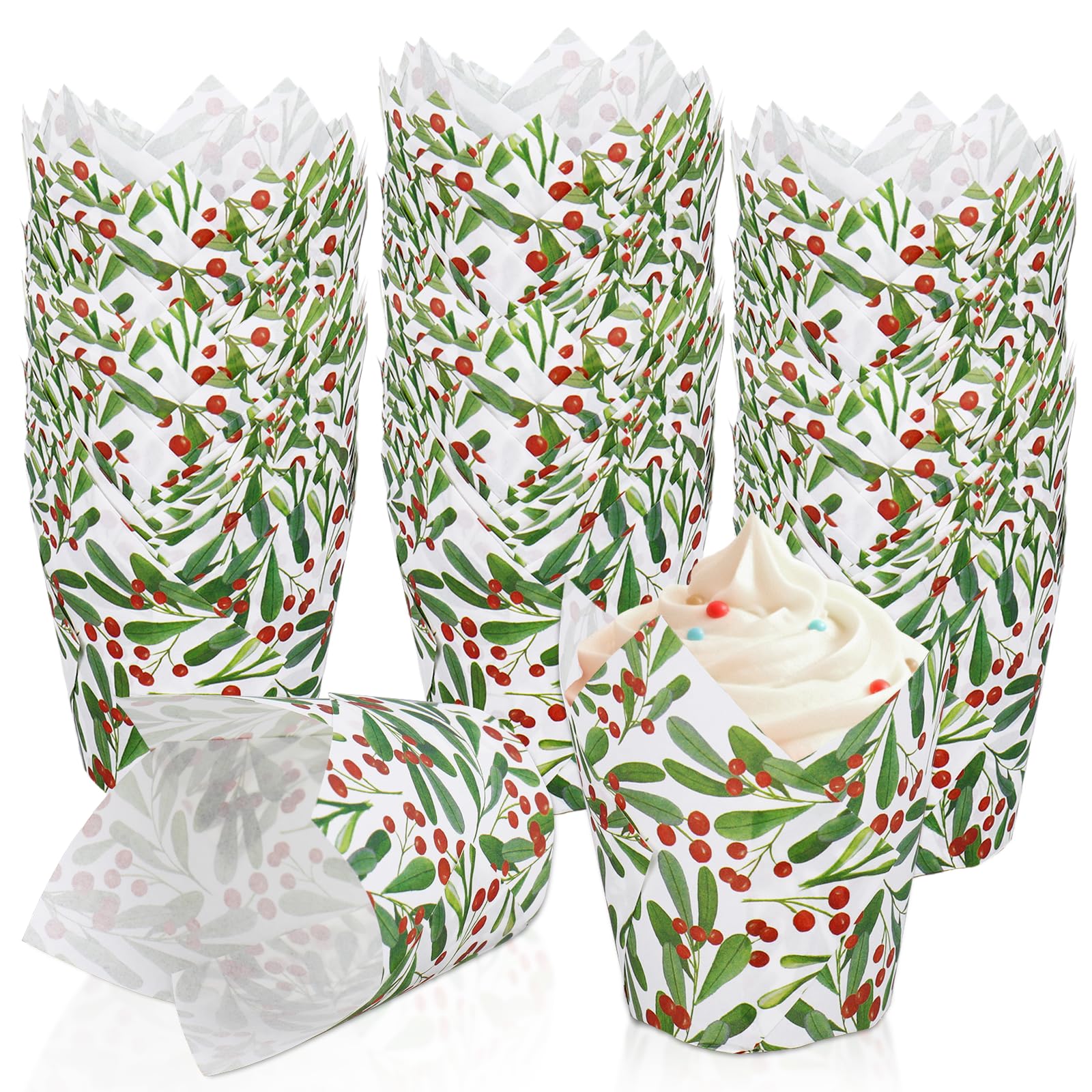 Generic Christmas tulip cupcake liners set of 200 for festive baking