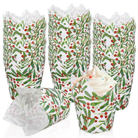 Generic Christmas tulip cupcake liners set of 200 for festive baking