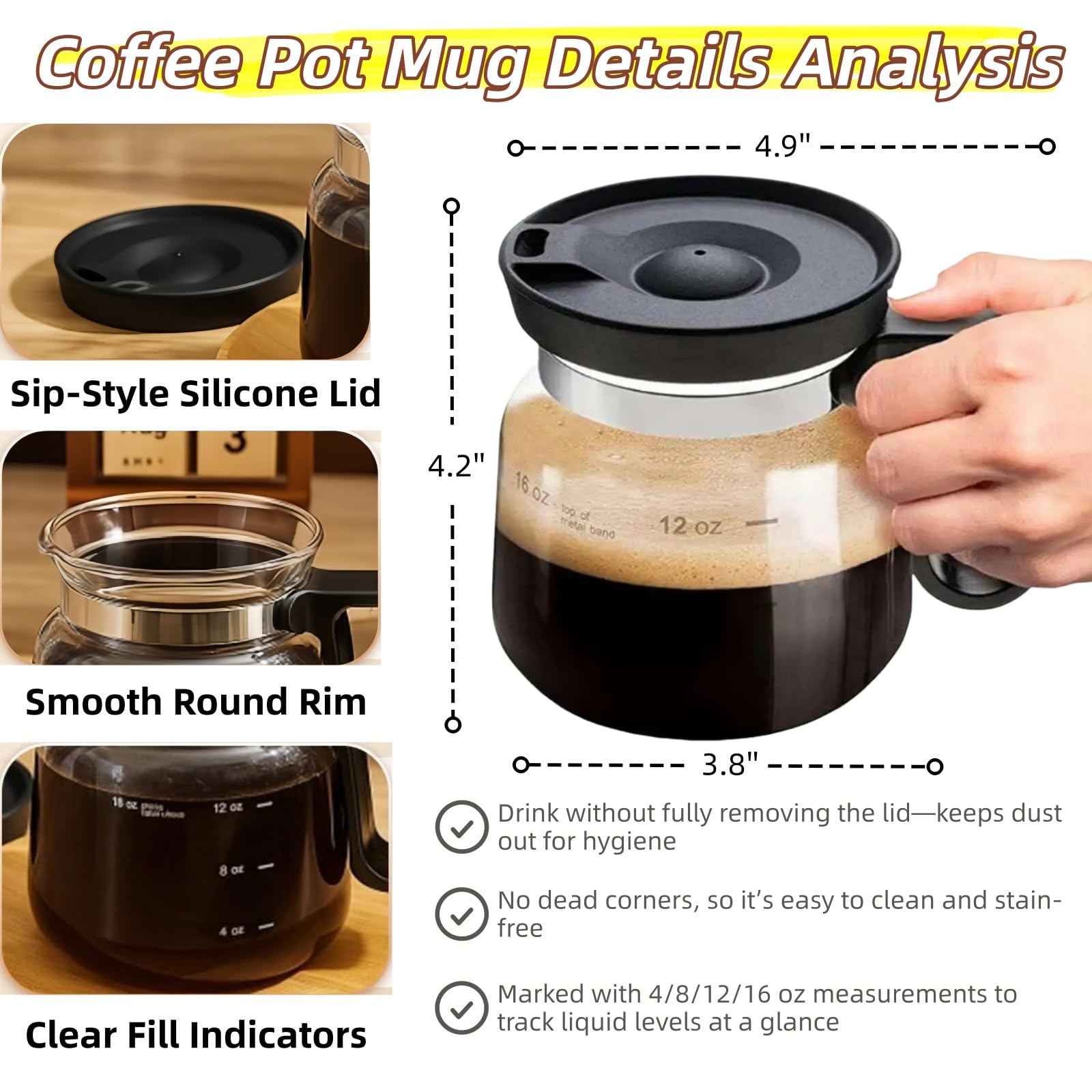 Generic Coffee Pot Mug leakproof lid prevents spills on your desk.