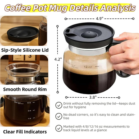 Generic Coffee Pot Mug leakproof lid prevents spills on your desk.
