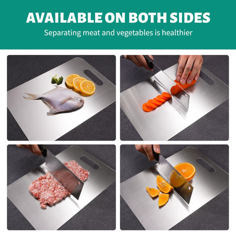 Generic boards used to separate raw meat and vegetables to prevent cross-contact.