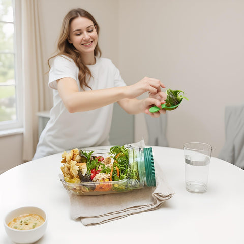 Generic dishwasher-safe salad jar for quick cleanup after meal prep.