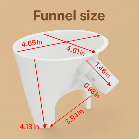 Generic flour funnel handles dry ingredients with spill-free transfer into the mixing bowl.