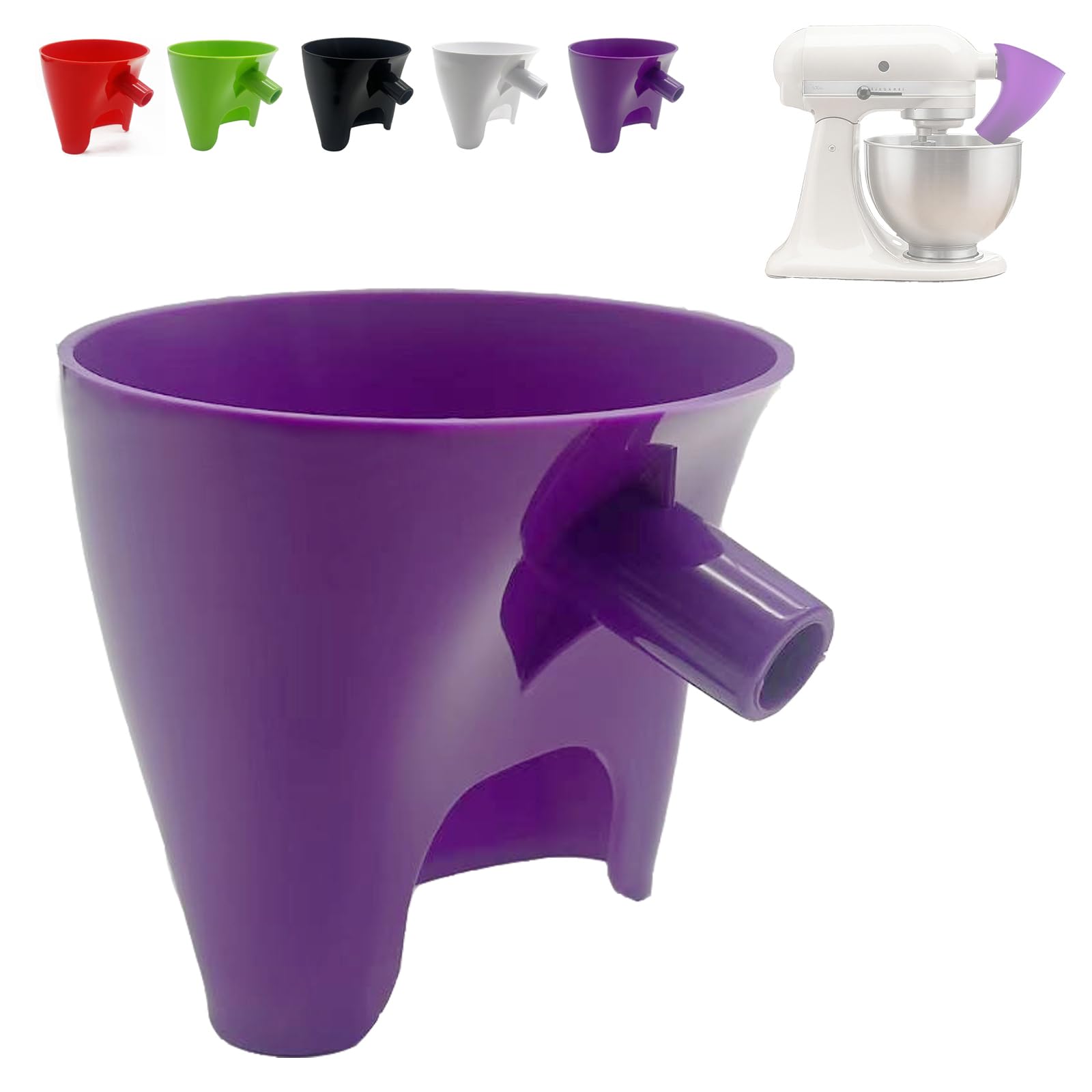 Generic flour funnel fits KitchenAid KSM150 to prevent spills during pouring