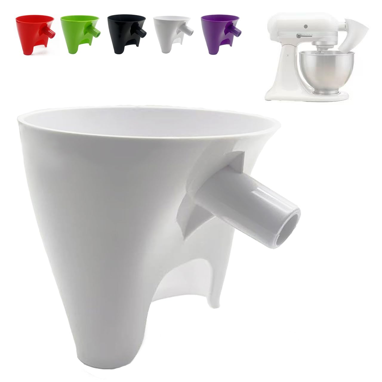 Generic Flour Funnel for KitchenAid KSM150 fits tilt-head mixers for mess-free pouring.