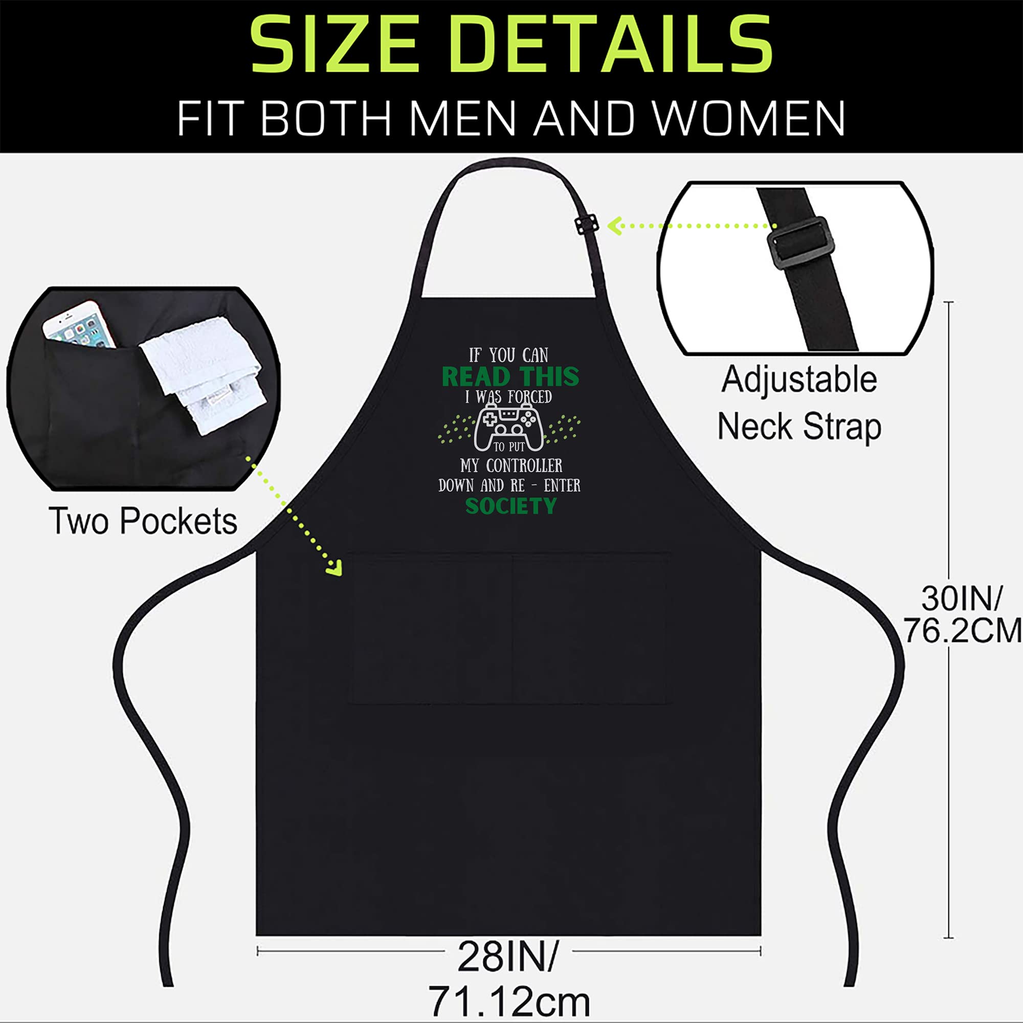 Generic Gamer Black Apron adjustable straps for customizable comfort.