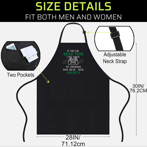 Generic Gamer Black Apron adjustable straps for customizable comfort.