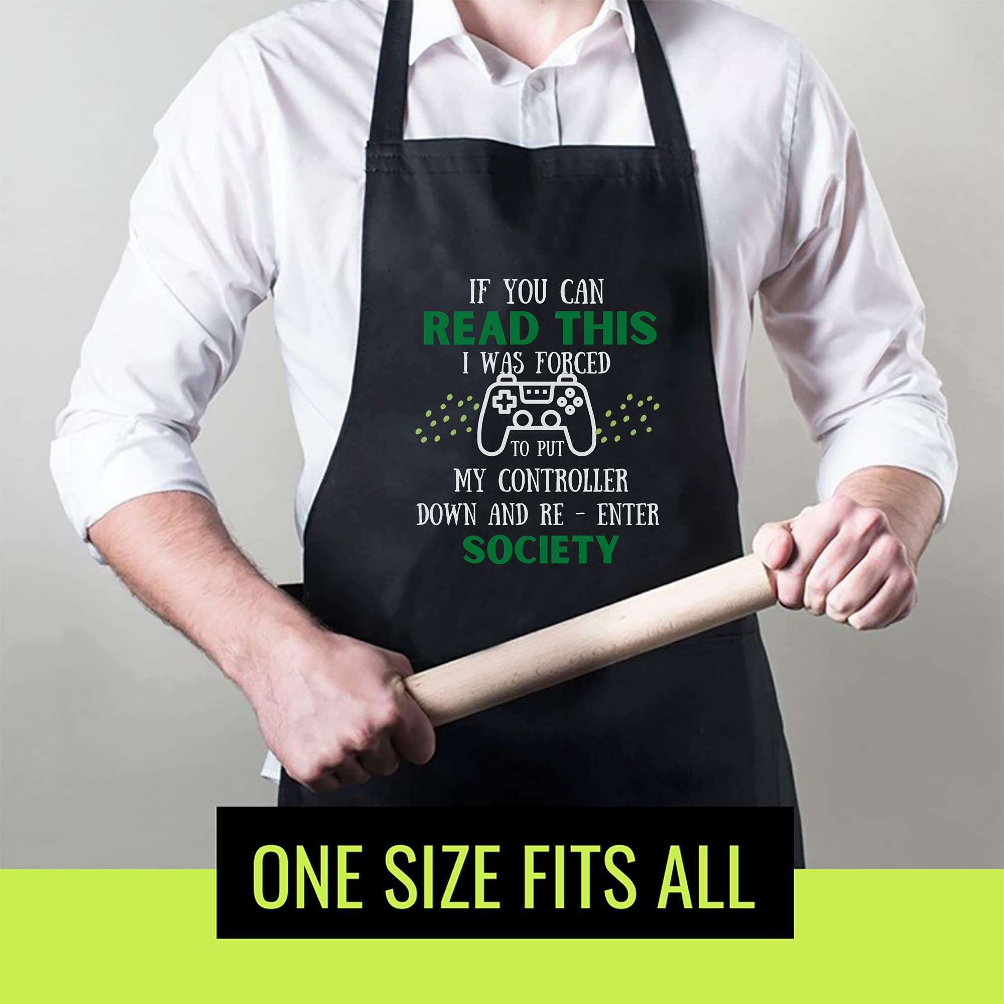 Generic Gamer Black Apron packaging highlights a gift-ready presentation.