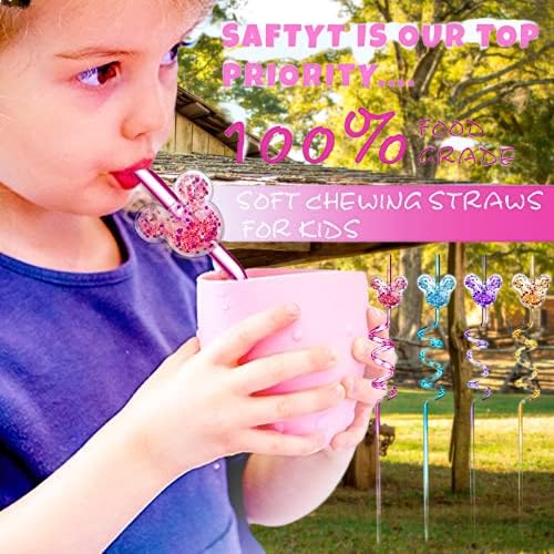 Generic Glitter Mouse Straws with two cleaning brushes for easy reuse.