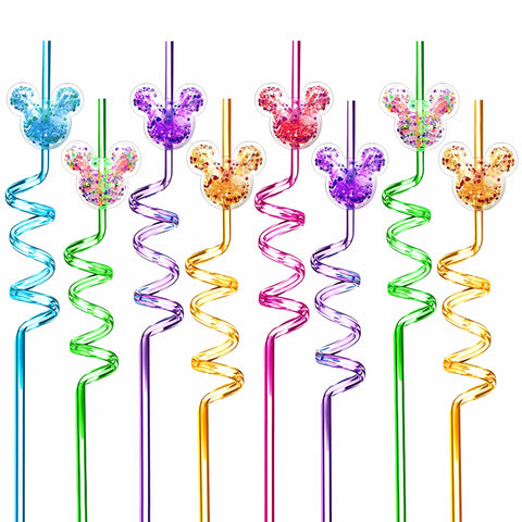 Generic Glitter Mouse Straws pack showing 24 colorful ear designs for party favors.