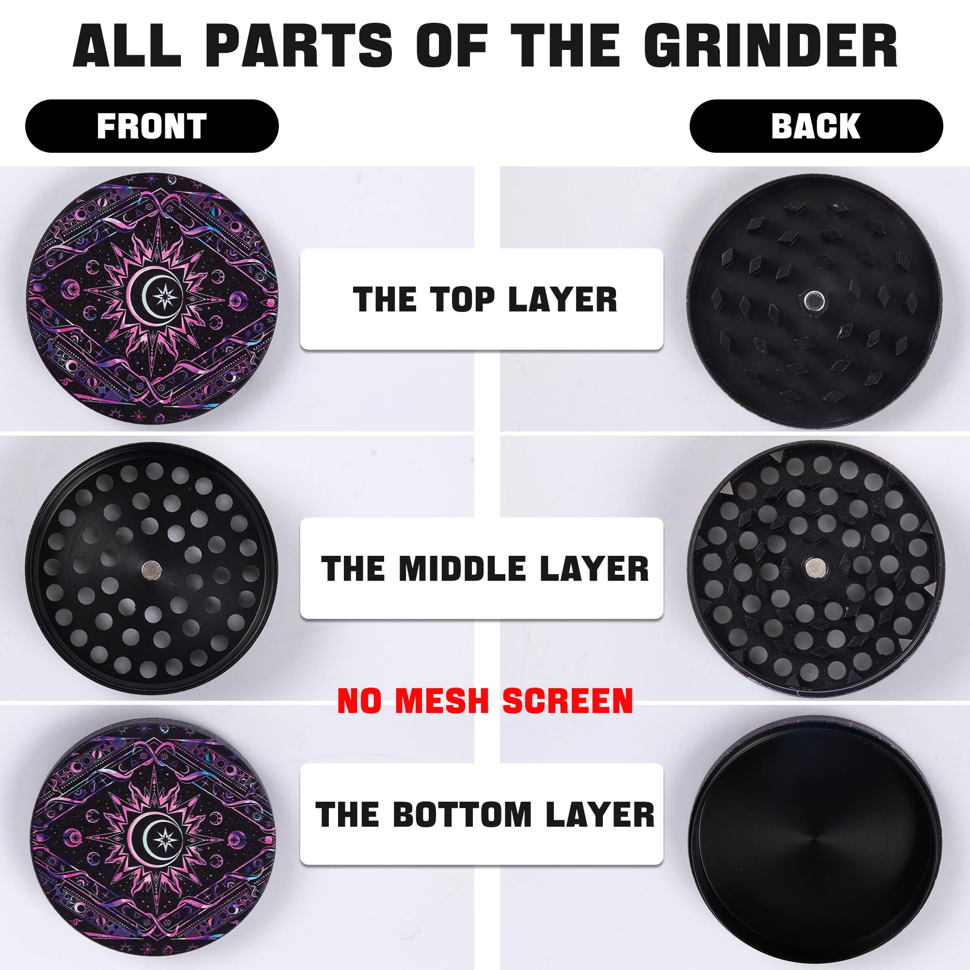 Generic grinder manual kitchen purple diamond teeth ensure precise pepper and chili grinding