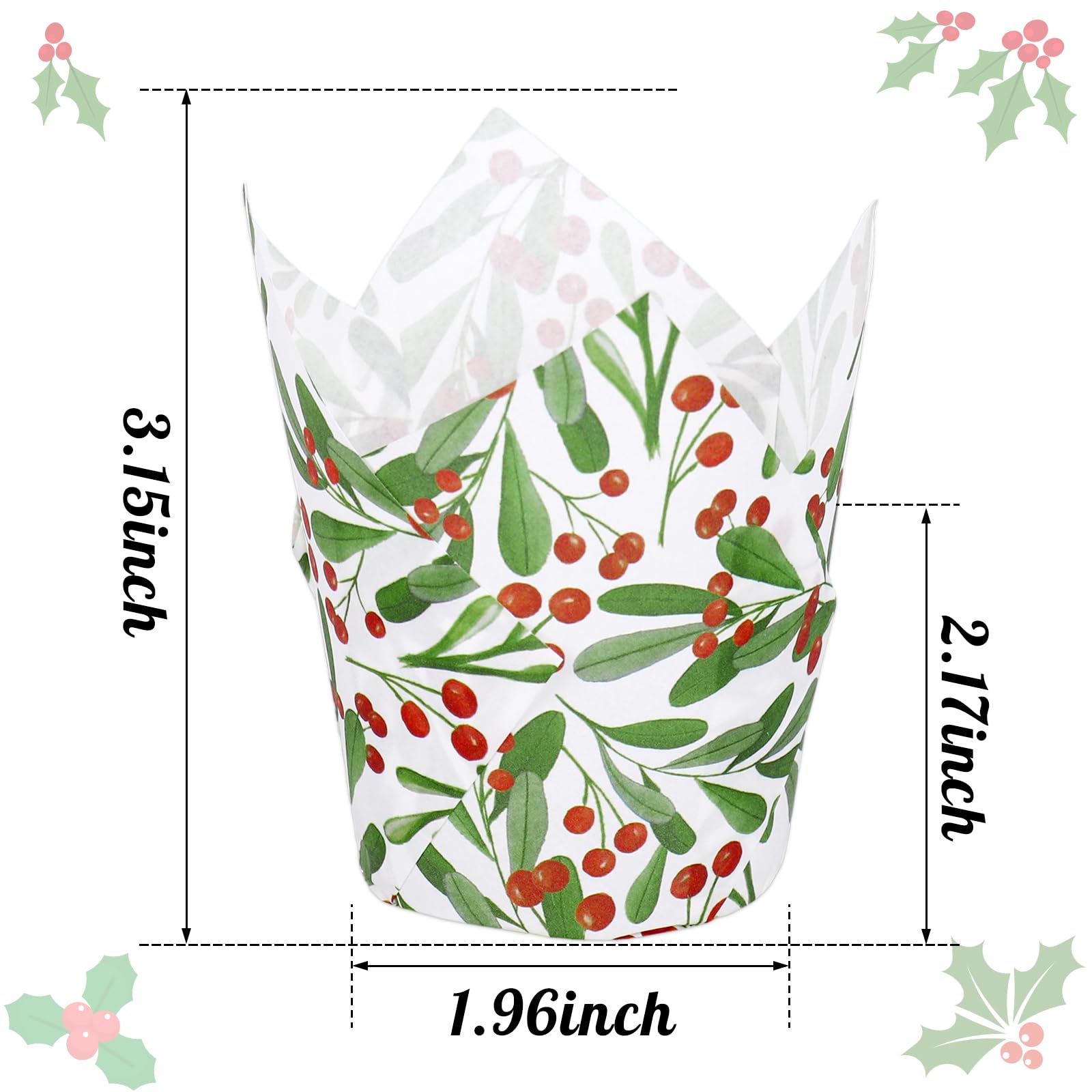 Generic holly leaves red berries design liners add seasonal charm to muffins