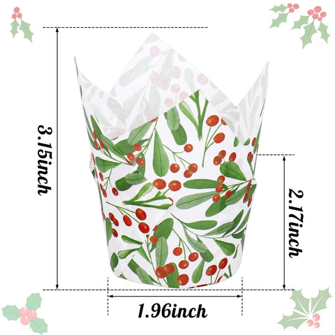 Generic holly leaves red berries design liners add seasonal charm to muffins